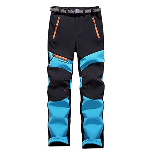 ZhuiKun Unisex Wanderhose Wasserdicht Softshellhose Outdoorhose Winddicht Warm Gefüttert Skihose Snowboardhose Winter Trekkinghose - See Blau (Damen), M von ZhuiKun