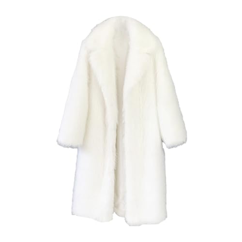 ZhuiKun Winterjacke Damen Pelzmantel Lang Cardigan Warm Kunstfell Mantel Kunstpelz Jacke Flauschige Plüschjacke - Weiß, 4XL von ZhuiKun