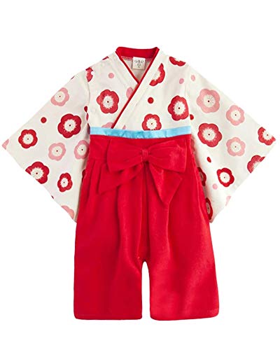 Prämie Set Kleidung, Neugeborenes Baby - Mädchen Strampler Kleidung Sets, Hosen Tops Japan Kimono Jumpsuit Outfit Body 42Rot 70CM von ZhuiKunA