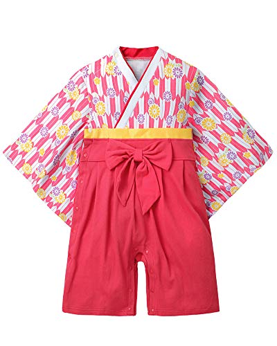 Prämie Set Kleidung, Neugeborenes Baby - Mädchen Strampler Kleidung Sets, Hosen Tops Japan Kimono Jumpsuit Outfit Body 43Dark Rot 70CM von ZhuiKunA