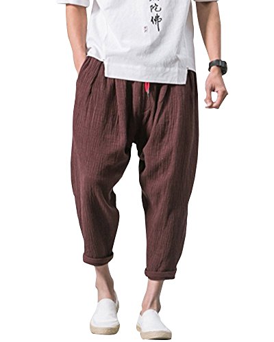 ZhuikunA Haremshosen Männer Casual Jogginghose Strandhose Kurze Hosen Harem Hosen Kaffeebraun 3XL von ZhuikunA