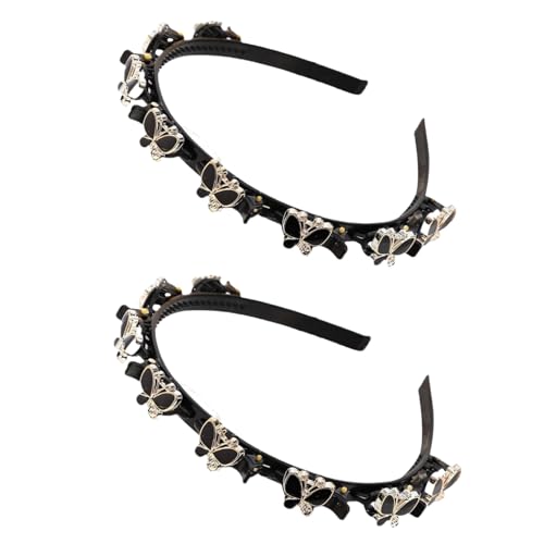 Zhuluck 2 schwarze Schmetterlings-Haarbänder mit Clips, geflochtenes Stirnband, doppelter Pony, geflochtener Zopf, Frisur, Haarnadel, modischer Haarschmuck für Damen und Mädchen Zhuluck 2 schwarze Schmetterlings-Haarbänder mit Clips, geflochtenes Stirnband, doppelter Pony, geflochtener Zopf, Frisur, Haarnadel, modischer Haarschmuck für Damen und Mädchen von Zhuluck
