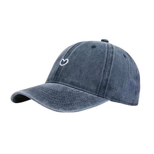 Baseball Cap Damen Pferdeschwanz Verstellbare Kappe Baseballkappe Vintage Mützen Sonnenschutz Basecap Damen mit mit Herzförmiges Stickmuster Sommermütze für Sommer Sport (Marineblau, One Size) von ZhungZaoh