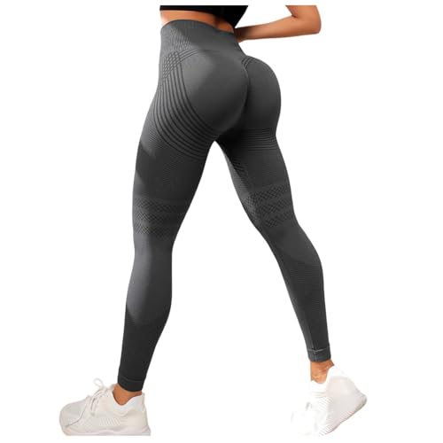 Sport Leggings Damen Anti Cellulite Leggings Lange Blickdicht Kompressions Yoga Leggings Push Up Scrunch Figurformende Sporthose Yogahose Fitnesshose mit Hohe Taille Bauchkontrolle (Dark Gray, M) von ZhungZaoh
