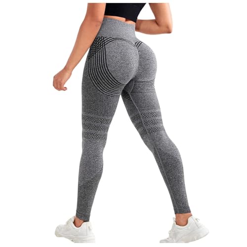 Sport Leggings Damen Anti Cellulite Leggings Lange Blickdicht Kompressions Yoga Leggings Push Up Scrunch Figurformende Sporthose Yogahose Fitnesshose mit Hohe Taille Bauchkontrolle (Grey, L) von ZhungZaoh