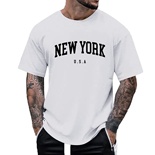 Tshirt Herren Oversize schwarz Vintage Rundhals Kurzarm Lose Sommer Oberteile Mode T-Shirt mit Los Angeles Grafik Kreativen Buchstaben Vintage Drucken Streetwear Sport Casual Lang Tops von ZhungZaoh