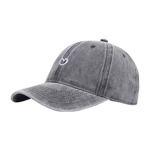 ZhungZaoh Baseball Cap Damen Pferdeschwanz Verstellbare Kappe Baseballkappe Vintage Mützen Sonnenschutz Basecap Damen mit mit Herzförmiges Stickmuster Sommermütze für Sommer Sport (Grau, One Size) von ZhungZaoh