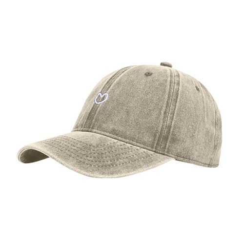 ZhungZaoh Baseball Cap Damen Pferdeschwanz Verstellbare Kappe Baseballkappe Vintage Mützen Sonnenschutz Basecap Damen mit mit Herzförmiges Stickmuster Sommermütze für Sommer Sport (Khaki, One Size) von ZhungZaoh