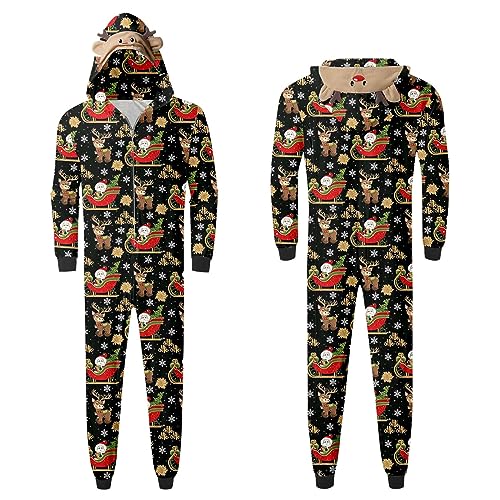 ZhungZaoh Einteiler Pyjama Schlafanzug Weihnachten Pyjama Familie Set Einteiler Nachtwäsche Weihnachten Schlafanzug für Damen Herren Kinder Baby von ZhungZaoh