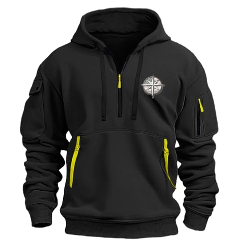 ZhungZaoh Kapuzenpullover Herren Cargo Hoodie Männer Kapuzenjacke Langarm Pullover Outdoor Sweatjacke Zip Sweatshirt mit ReißVerschluss (L) von ZhungZaoh