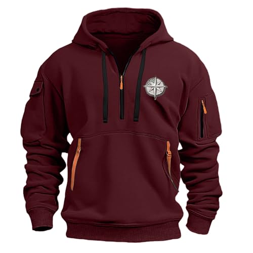 ZhungZaoh Kapuzenpullover Herren Cargo Hoodie Männer Kapuzenjacke Langarm Pullover Outdoor Sweatjacke Zip Sweatshirt mit ReißVerschluss (L) von ZhungZaoh