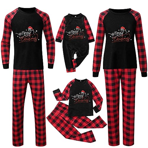 ZhungZaoh Weihnachten Schlafanzug Familien Pyjama Set Lang Tops+Hosen Damen Pyjama Set Baumwolle Weihnachts Matching Pyjamas für Erwachsene und Kinder von ZhungZaoh