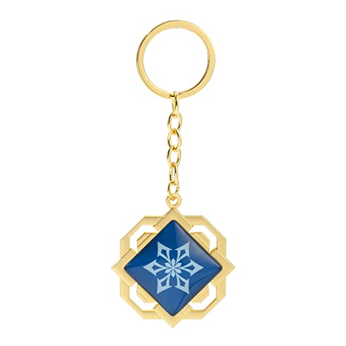 Anime Genshin Impact Vision Schlüsselanhänger - Auge Gottes Hydro Dendro Elektro Geo Pyro Anemo Cryo Luminous Metall Schlüsselanhänger Schmuck, Quadrat Cryo, 52 x 53 mm von ZhuoXing jewelry