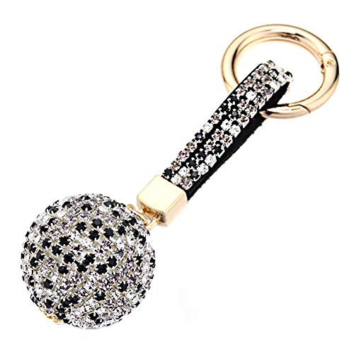 Zhuodingsen Strass Kristallkugel Auto SchlüSselbund Ornament, SchlüSselhalter Glitzer Charme AnhäNger SchlüSselbund FüR Frauen SchlüSselanhäNger Auto Tasche HäNgen AnhäNger FüR Frauen,Schwarz-Weiss von Zhuodingsen