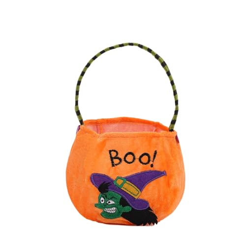 Zhzrche Halloween-Kürbis-Süßigkeitentüten, Süßigkeitenbeutel, Kürbis-Eimer-Halter, Handtasche, Orange/Abendrot im Zickzackmuster (Sunset Chevron), Small von Zhzrche