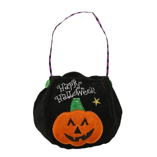 Zhzrche Halloween-Kürbis-Süßigkeitentüten, Süßigkeitenbeutel, Kürbis-Eimer-Halter, Handtasche, Schwarz, Small Zhzrche Halloween-Kürbis-Süßigkeitentüten, Süßigkeitenbeutel, Kürbis-Eimer-Halter, Handtasche, Schwarz, Small von Zhzrche