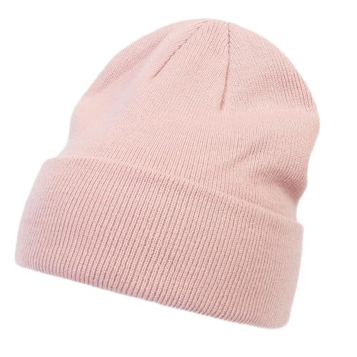 ZiMWoo Damen Beanie Mütze Wintermütze Strickmütze Unisex Weiche Warme Long Beanie Cuffed Plain Hat für Damen und Herren(Rosa) von ZiMWoo