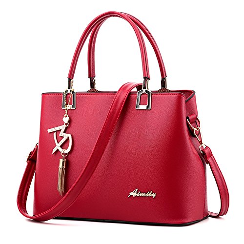 Damen PU lederne Handtaschen Schulter Tasche Marken Elegant Taschen Shopper Reissverschluss Frauen Handtaschen Rot von ZiXing