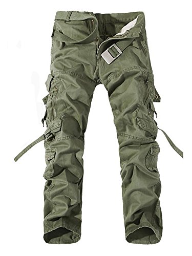 Herren Cargohose Loose Fit Freizeit Mehrere Tasche Outdoor Arbeitshosen Armeegrün 29 von ZiXing