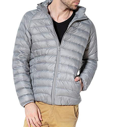 Herren Ultra Leicht Steppjacke Slim-Fit Tailliert Übergangs-Jacke Dünn Weich Warm gefüttert für Frühling Herbst - EIN Style für Business und Freizeit M Grau von ZiXing
