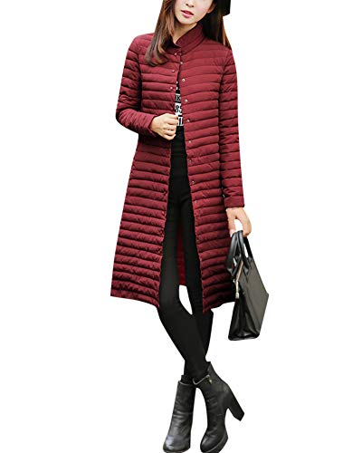 ZiXing Damen Daunenjacke Lange Ultra Leicht Winter Wärm Daunenmantel Quilted Steppjacke Parka Jacke Rot 2XL von ZiXing
