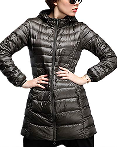 ZiXing Damen Daunenmantel Ultra Leicht Parka Winter Jacke Lang Daunenjacke Steppjacke Übergangsjacke Armeegrün 5XL von ZiXing