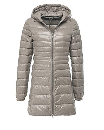ZiXing Damen Daunenmantel Ultra Leicht Parka Winter Jacke Lang Daunenjacke Steppjacke Übergangsjacke Grau 5XL von ZiXing