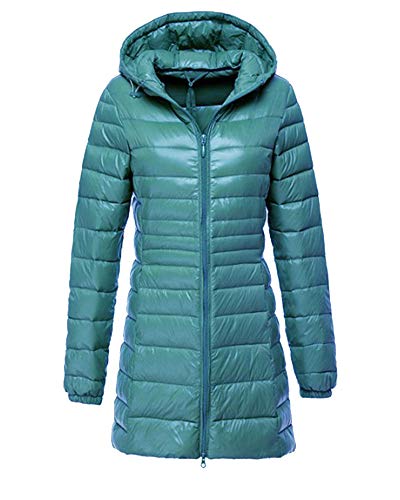 ZiXing Damen Daunenmantel Ultra Leicht Parka Winter Jacke Lang Daunenjacke Steppjacke Übergangsjacke KQGreen 3XL von ZiXing