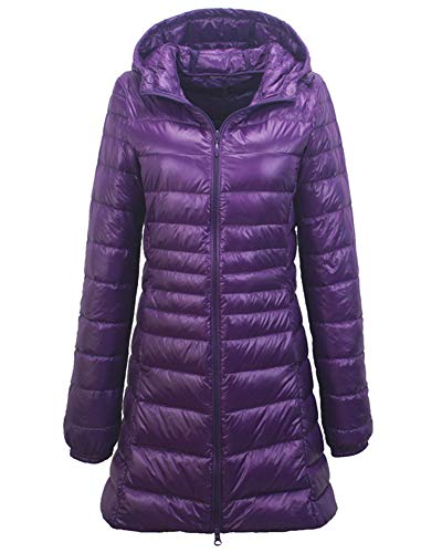 ZiXing Damen Daunenmantel Ultra Leicht Parka Winter Jacke Lang Daunenjacke Steppjacke Übergangsjacke Lila 2XL von ZiXing