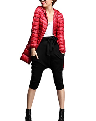 ZiXing Damen Daunenmantel Ultra Leicht Parka Winter Jacke Lang Daunenjacke Steppjacke Übergangsjacke Rotwein 2XL von ZiXing