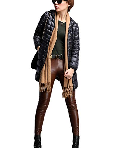 ZiXing Damen Daunenmantel Ultra Leicht Parka Winter Jacke Lang Daunenjacke Steppjacke Übergangsjacke Schwarz M von ZiXing