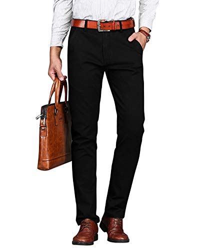 ZiXing Herren Chino Hose Regular Fit Freizeit Business Lang Schwarz 32 von ZiXing