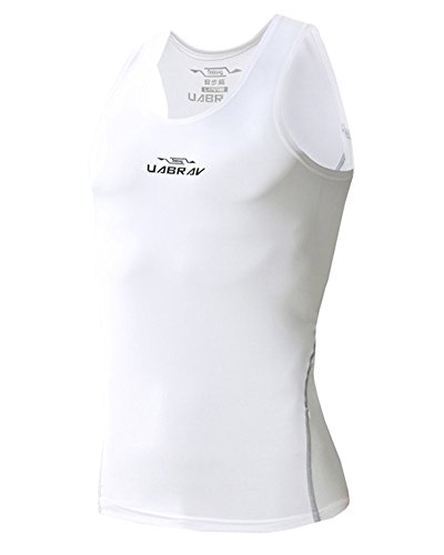 ZiXing Herren Pro Sleeveless Compression Schnelltrockend Atmungsaktiv Ärmelloses Oberteil für Outdoor und Sport Weiß Small von ZiXing
