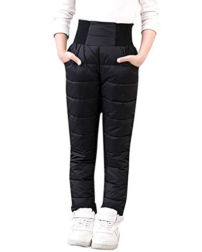 ZiXing Unisex Kinder Warm Winte Daunenhose Junge Mädchen Stepphose Daunen Hose Winterhose Schwarz XXX-Large von ZiXing
