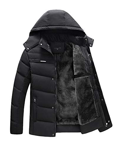 ZiXing Warme Winterjacke Herren mit Kapuze Outdoor Jacke Männer Dicker Wintermantel Parka Jacke Schwarz XXL von ZiXing