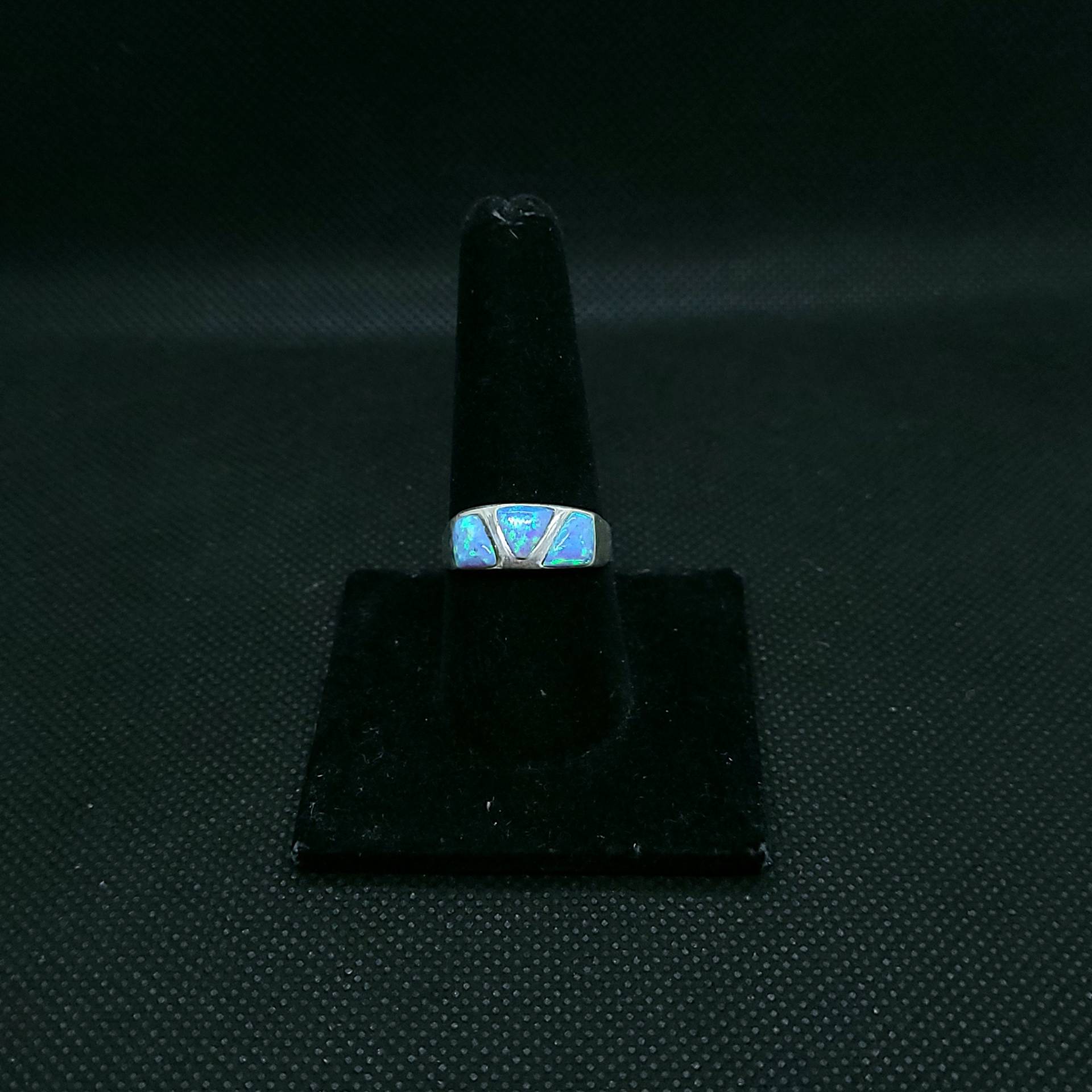 Aqua Fire Opal Sterling Silber Ring - Größe 9 3/4 von ZiaJewelers