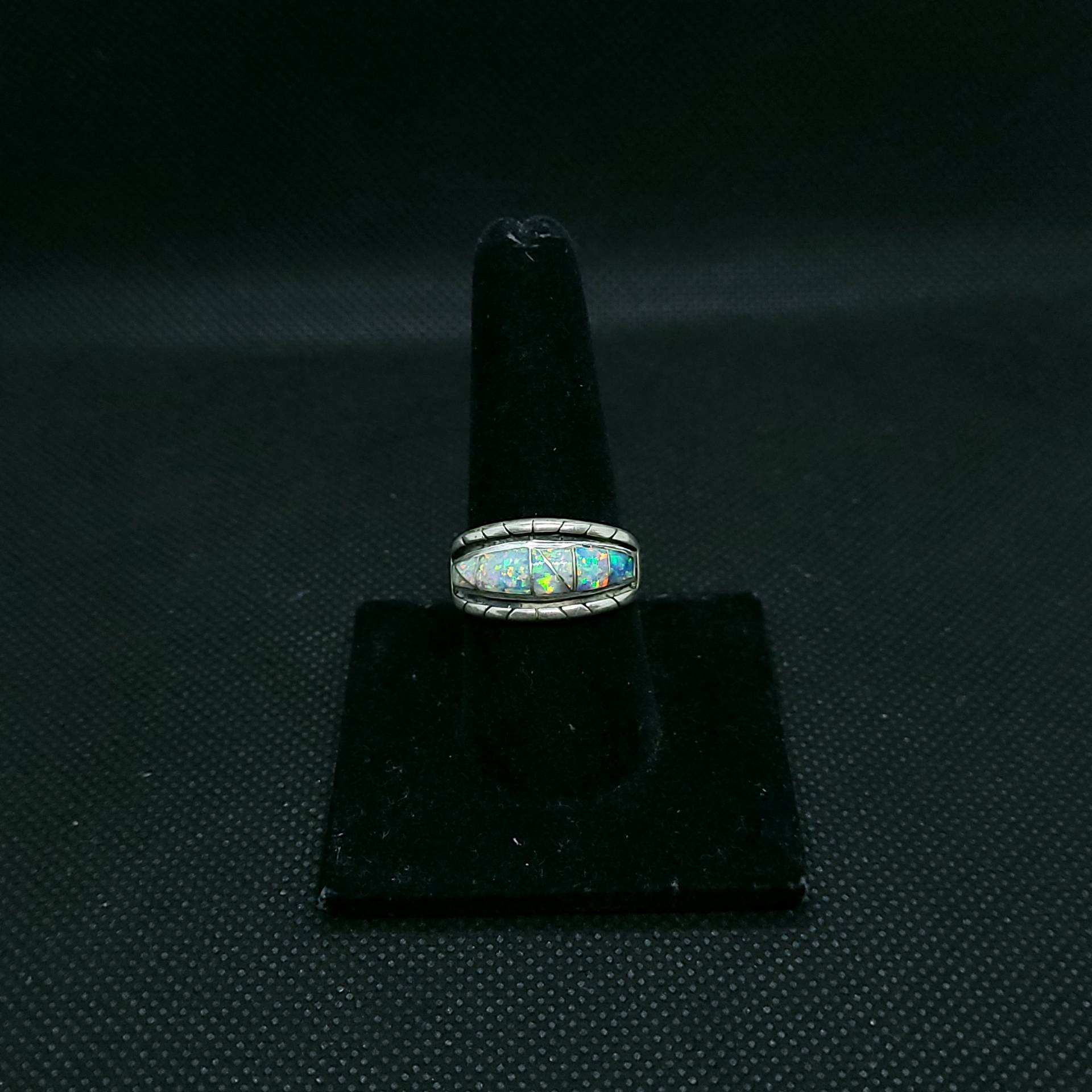 Aqua Fire Opal Sterling Silber Ring - Größe 9 3/4 von ZiaJewelers