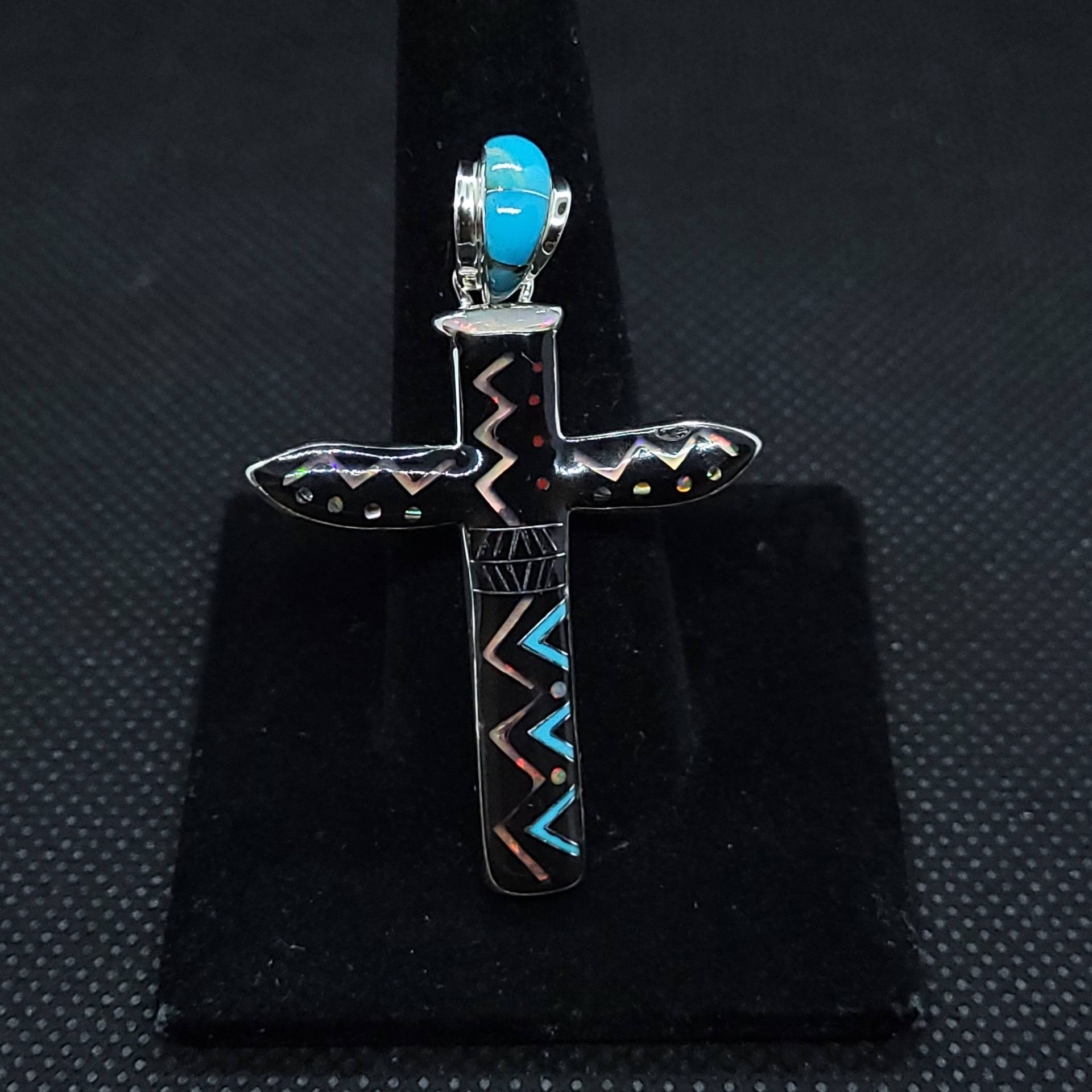 Südwesten Totem Inlay Anhänger Sterling Silber von ZiaJewelers