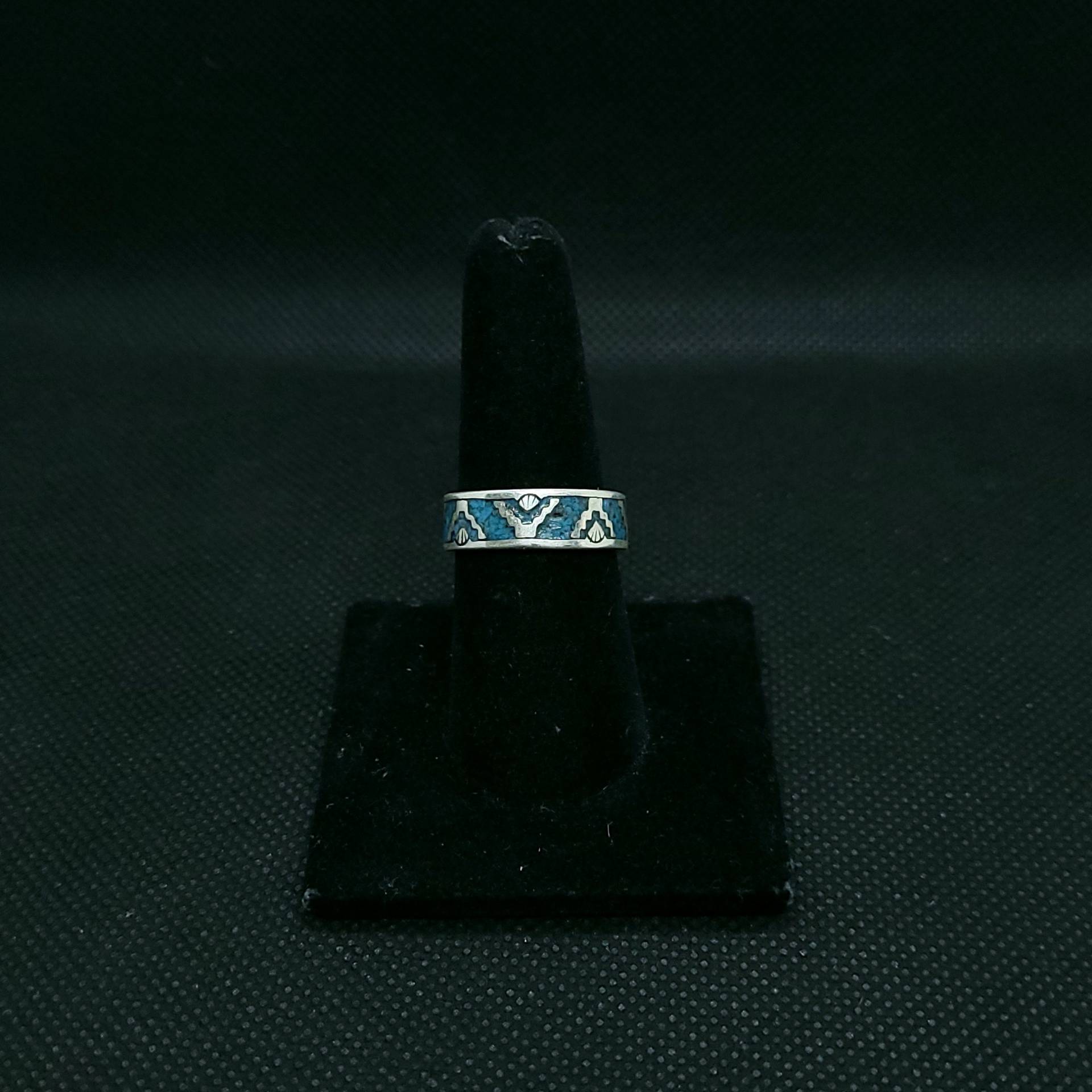 Türkis Inlay Sterling Silber Ring von ZiaJewelers