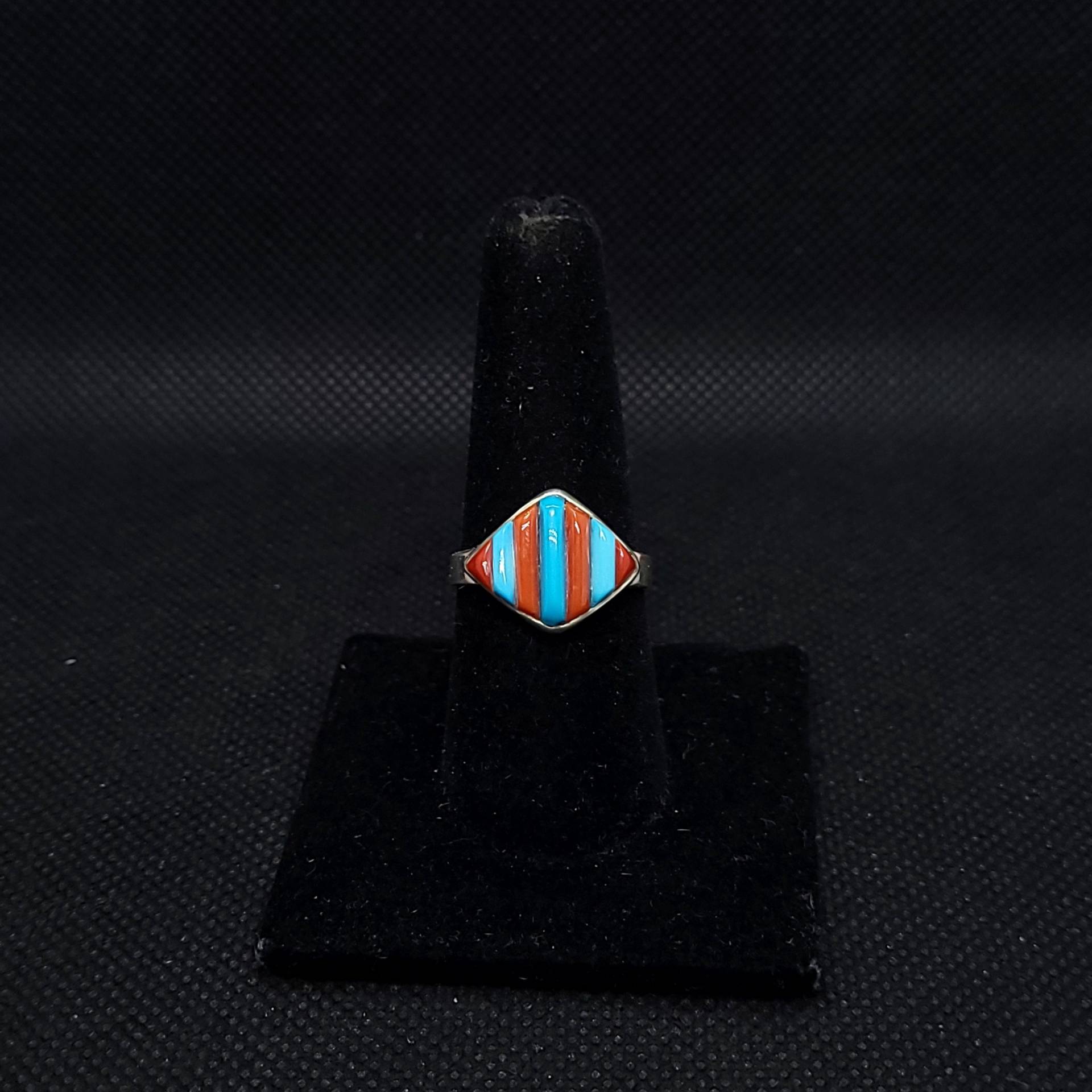 Türkis Spiny Oyster Inlay Sterling Silber Ring von ZiaJewelers