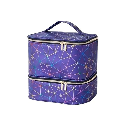 ZiaWorld Nagellack-Organizer, Lackaufbewahrung, doppellagige Tragetasche, Aufbewahrungstasche für 30 Flaschen (15 ml) und Zubehör für Nagelkunst, tragbarer Halter für Zubehör, violett, Einheitsgröße von ZiaWorld