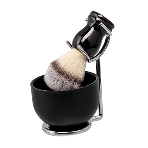 Ｚｉａｌｏｆｉ 3x -Rasierset für Männer Rasierpinsel 3 in 1 Schaumschüssel und Pinselständer für den Menschen, Schwarz von Ｚｉａｌｏｆｉ