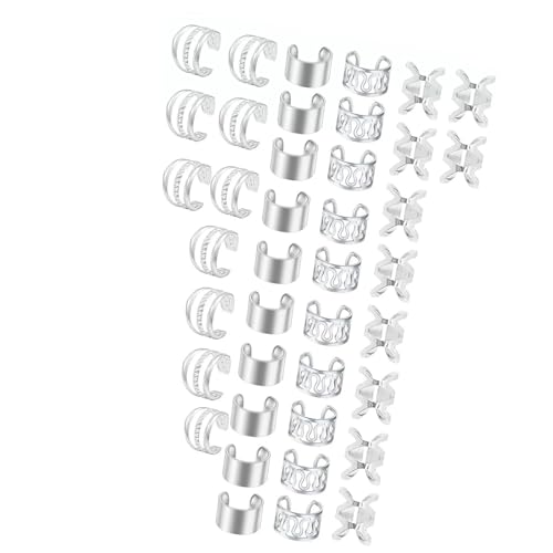 Ｚｉａｌｏｆｉ 40 Stück Dreadlocks Beads Schmuck Haar Ringe Braids Clips Metall Haar Cuffs Flechtzubehör mit Verstellbarer Öffnung für Damen für Party Festival Gesc, Silber 40 Stück von Ｚｉａｌｏｆｉ