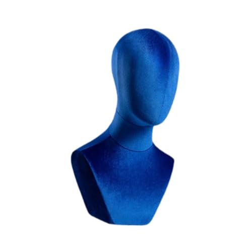 Ｚｉａｌｏｆｉ Büste Schaufensterpuppe Head Perückenhalter Velvet Block Head Perücke Anzeigekopf für Schals Hüte, Blau von Ｚｉａｌｏｆｉ