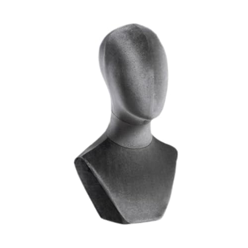 Ｚｉａｌｏｆｉ Büste Schaufensterpuppe Head Perückenhalter Velvet Block Head Perücke Anzeigekopf für Schals Hüte, Grau von Ｚｉａｌｏｆｉ