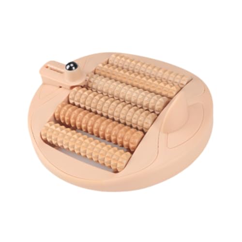 Ｚｉａｌｏｆｉ Fußroller Holz Massagegerät Akupressur Massageroller Manuelles Fußmassagegerät mit Rutschfester Basis Aus PP Und Holz für Männer Frauen Entspannung Bü, Hellbraun von Ｚｉａｌｏｆｉ