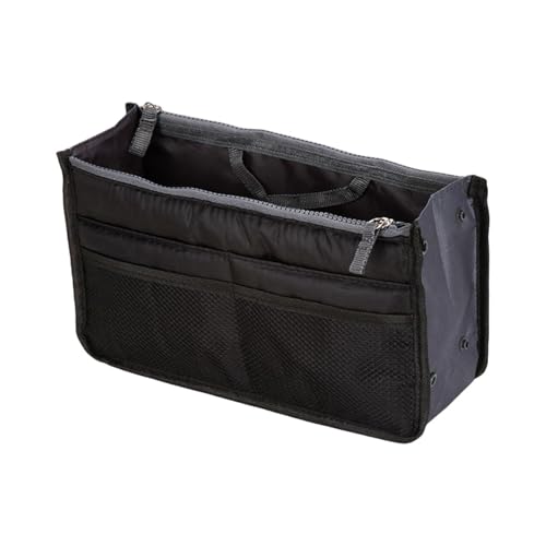 Ｚｉａｌｏｆｉ Kosmetiktasche für Damen Als Großer Kulturbeutel Und Schminktasche mit Vielen Fächern Und Tragegriff Aus Nylon für Reisen Und Urlaub, Schwarz von Ｚｉａｌｏｆｉ