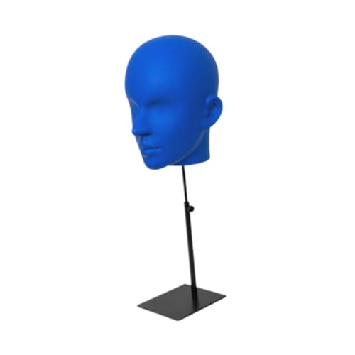 Ｚｉａｌｏｆｉ Männer Manikin Kopf Hüte Perücke Display Stand Tischplatte Modern mit Basis Kappen Lagerung Rack für Friseur Training Einkaufszentrum, Mattblau von Ｚｉａｌｏｆｉ