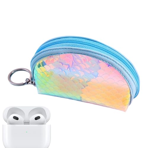 Zibeem Münzbeutel | Münztasche Mit Schlüsselanhänger,Praktische Reißverschluss Aufbewahrungstasche In Regenbogen Schuppen Design Für Unterwegs von Zibeem