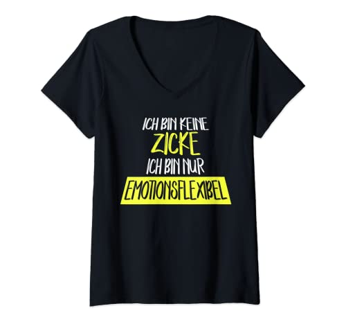 Damen Ich Bin Keine Zicke | Mädchen Frauen Tochter Zicken T-Shirt mit V-Ausschnitt von Zicken Kleidung Motive für Zicken